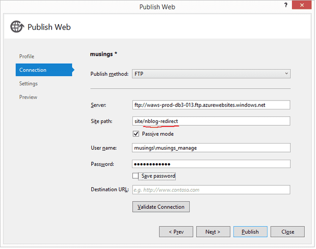 Publish using FTP